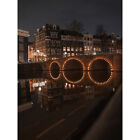 Amsterdam Bridge Night Street Cityscape Photography XL Wall Art Canvas Print