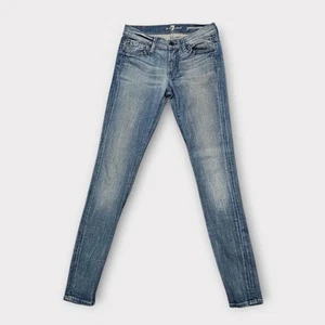 Pantalones de mezclilla para mujer 7 for all Mankind Gwenevere talla 25 azules ajustados tiro bajo elásticos - Imagen 1 de 11
