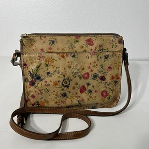 Patricia Nash Crossbody Bag Prairie Rose Brown Floral Leather Adj Shoulder Strap - Bild 1 von 13