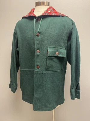 Vintage Lobo by Pendleton Jacket Coat Men L Green Wool Plaid Hooded Outdoors 70s - Image 1 of 4