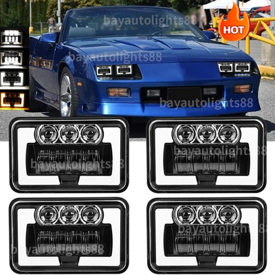 4 peças compatível com Chevrolet Camaro Z28 Coupe 4x6" faróis de LED Hi-Lo seta DRL H4 - Imagem 1 de 4