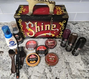 Handbemalter Schuhputzkasten ▪︎ Schriftzug "Glanz" ▪︎ Messingecken ▪︎ Guss... - Bild 1 von 7