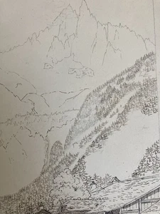 Très Beau Dessin XIXe 1850 Encre A Identifier Les Aiguilles Dorées Mont Blanc - Imagen 1 de 8