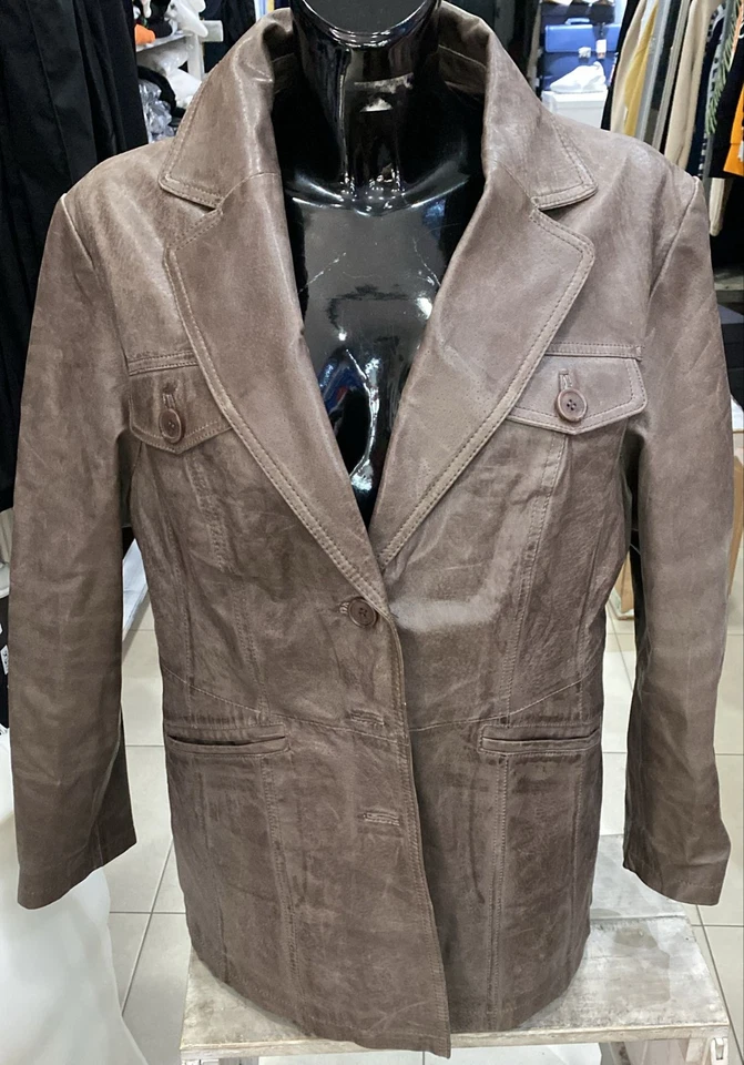 Cheer Damen Lederjacke Woman Grösse 48 Grau LLE96 - Bild 1 von 4