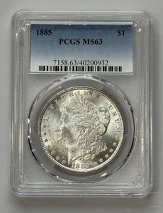 1885 morgan silver dollar ms-63 pcgs bright luster - Picture 1 of 2