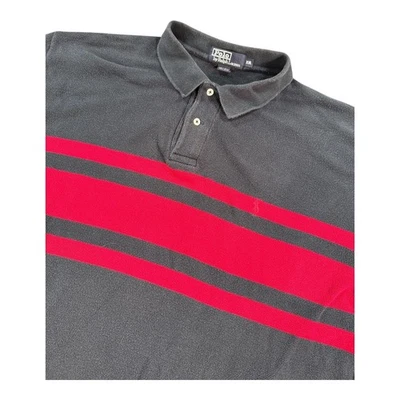 Polo Ralph Lauren Polo Shirt Mens 2XL Gray Red Stripe Rugby Long Sleeve Cotton - Image 1 of 4