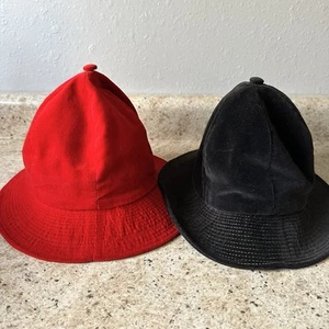 2 Vtg Bucket Hats By United Hatters Union Black & Red Velvet Hipster Retro 60s - Picture 1 of 15