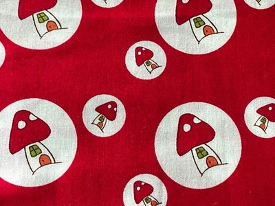 Lecien, Woodland, Mushroom House, Red , Fabric Panel, New, 29 x 14 - Image 1 of 3