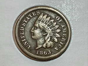 1863 Copper Nickel Indian Cent in fine - Picture 1 of 2