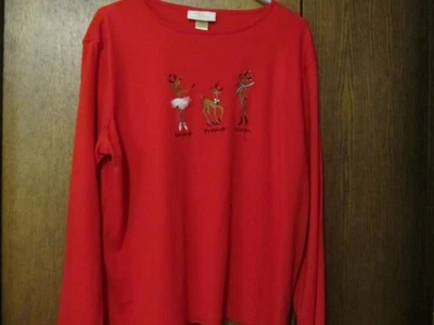 M & C Sportswear XL rojo "reno" manga larga damas top de punto único Foto 1 de 3