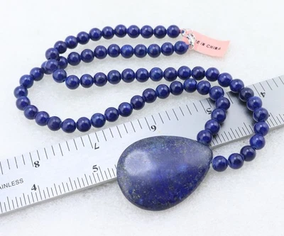 D JOY 925 Sterling Silver 18" Lapis Lazuli Gemstone Bead Necklace NWT 41.4g - Image 1 of 4