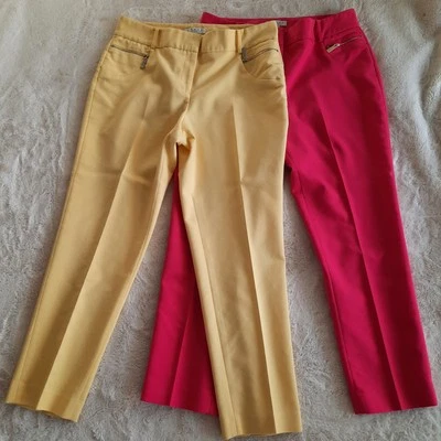 Lot of 2 Chaus New York Dress Pants Womens Sz 10 Pink Yellow Zipper Accents  - Image 1 of 4