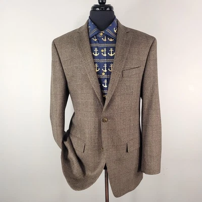 Blazer Michael Kors Para Hombres 42 Largo Marrón Lana a Cuadros Abrigo Deportivo Chaqueta Clásica Foto 1 de 4