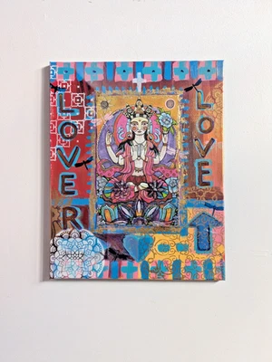 ЛЮБОВНИК ЛЮБОВЬ - BICKMAN, оригинальный поп-арт картина - маленький Будда 16 «x 20» -11:11 - Изображение 1 из 4