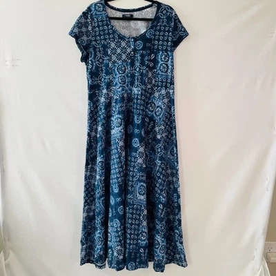 Chaps Womens Blue Scoop Neck Medallion Print Whimsigoth Maxi Dress Size 2XL - Image 1 of 4