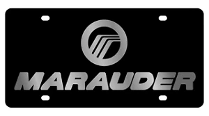 Placa de matrícula Stealth negra premium de acero al carbono con emblema de merodeador de mercurio 3D Foto 1 de 1