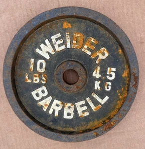 Vintage WEIDER 10 Lb. Barbell Cast Iron Weight Plate 1” Hole Single - Picture 1 of 2