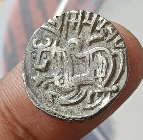Indian  Samanta Deva (850-1000 AD), silver big flan coin. Superb grade very rare Cover