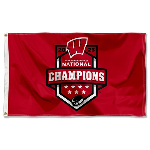 Wisconsin Badgers 2023 College Hockey National Champions 3x5 Flag Cover