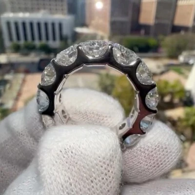 9.20 TCW Round Cut Moissanite Eternity Wedding Band Ring 14k White Gold Plated - Image 1 of 4