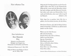Zita von Bourbon-Parma UH - Sterbebild  Deutsch - Picture 1 of 2