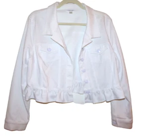 NWT CALVIN KLEIN SZ.XL,WHITE,LONG SLEEVE BUTTON FRONT SHORT JACKET - Picture 1 of 8