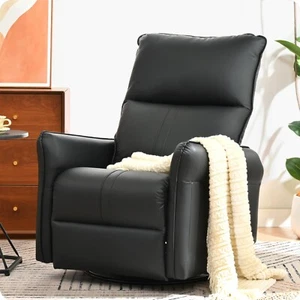 Swivel Rocking Recliner Chair Nursery Glider Chair PU Faux Leather Upholstered - Picture 1 of 8