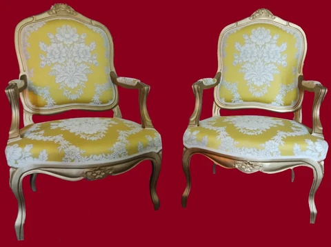 Luxury French Louis XVI Style Gold Giltwood Arm Chairs - a Pair Cover