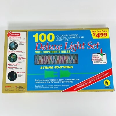 Vintage Joybrite 100 Deluxe String Light Set Multi Color 1980s NEW NOS NIB Glass - Image 1 of 4