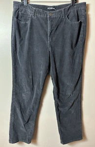 Karl Lagerfeld Pants Womens 16 Black Corduroy Straight Preppy Dark Academia Logo - Picture 1 of 12