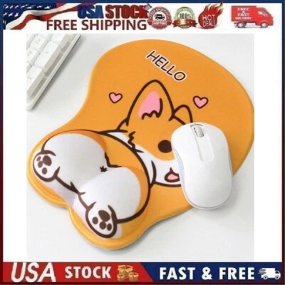 Cute Cartoon Corgi Dog Butt Cute 3d Mouse Pad with Soft Butt Wrist Rest Yellow - Image 1 of 4