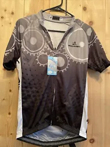 NWT Aozhidian Cycling Jersey Full Zip Front Sz L Black/Grey Cool Bike  - Picture 1 of 8
