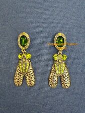 HEIDI D "Cleopatra's Collar" Crystal Earrings Omega backs  olivine