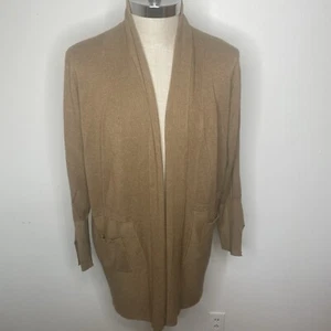 Magaschoni Strickjacke Damen XL hellbraun gerippt Strick offen vorne Wasserfall langarm - Bild 1 von 9