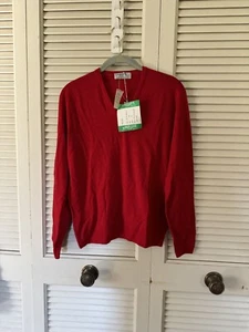 VINTAGE JAEGER RED WOOL LONG SLEEVE LIGHTWEIGHT SWEATER SIZE 40 - Picture 1 of 3