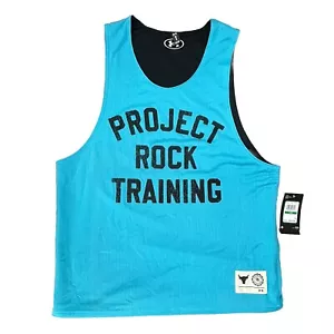 Under Armour Project Rock Reversible Gym Mesh Tank Top Blue Black Mens Large - Picture 1 of 15