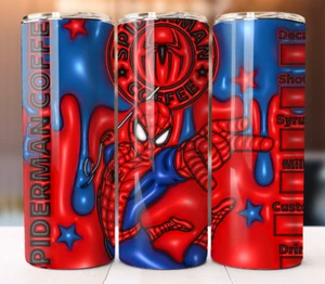 Spiderman Inflated Coffee Tumbler 20 oz Skinny Cup Mug Stainless Steel - Picture 1 of 1