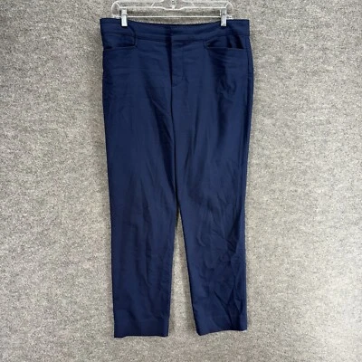 Pantalones Chaps Mujer 10 Azul Tiro Medio Frente Plano Chino Ajustado Algodón Bolsillos Informales Foto 1 de 4