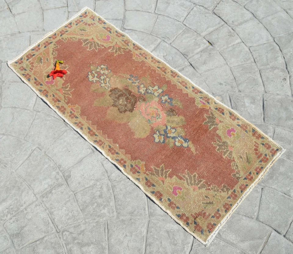 Vintage Rug, Turkish Rug, Oushak Rug, Handmade Rug, Doormat, Kitchen Rug, 2 x 3 - Image 1 of 4