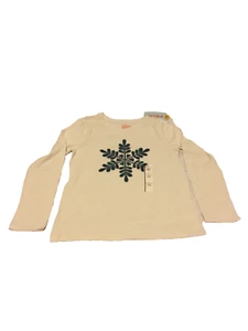Camiseta CAT & JACK Manga Larga Blanco Azul Copo de Nieve Niños Talla L (10-12) Nueva Con Etiquetas - Imagen 1 de 4