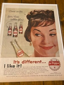 Vintage 1961 Dr. Pepper Great Smiles Pretty Woman Soda ad - Picture 1 of 1