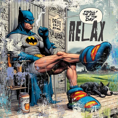 Fine Art Giclée Druck "Batman - Relax", limitiert, mit Zertfikat - Bild 1 von 4