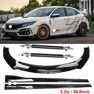 For Honda Civic Del Sol Front Splitter Bumper Lip Spoiler Strut Rod Side Skirt - Picture 1 of 15