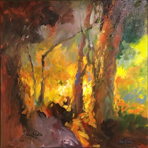 "Sunspot II" Original Acrylic on Canvas by Gloria Coker - Picture 1 of 4