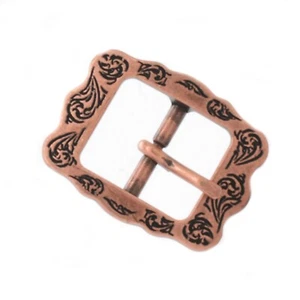 Engraved Center Bar Buckle Antique Copper 5/8" 7636-10 - Picture 1 of 3