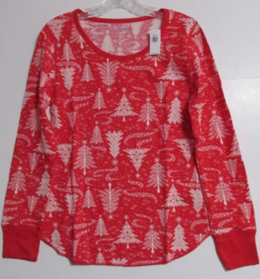 Women's Old Navy Long Sleeve Thermal Crew Neck Pajama Top Red Size MED #759580 - Image 1 of 4