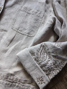 J. Jill 100% Linen Exclusive Of Trim Embroidered Jacket Shacket Size M - Bild 1 von 7