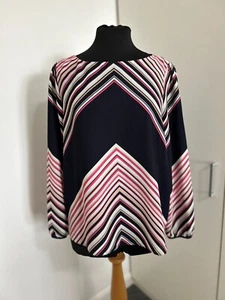 Wallis Navy Blue Cream and Pink Striped Blouse Size 16 - Picture 1 of 4