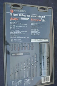 BLACK & DECKER DRILLING AND SCREWDRIVING SET 18 PCS MADE IN USA - Picture 1 of 5