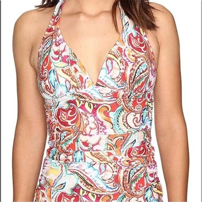 Ralph Lauren Sunrise Paisley Halter Tankini Top Size 10 - Image 1 of 4